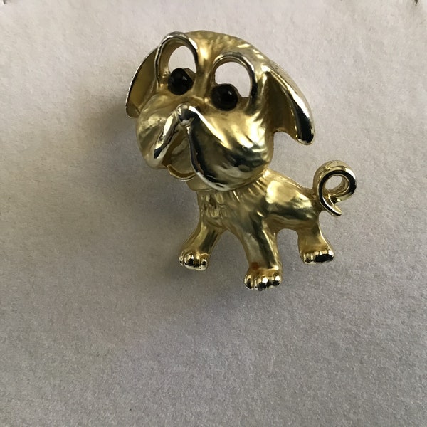 Vintage Puppy Pin Brooch. Puppy Brooch with Black eyes. Beautiful Puppy Pin Brooch. Special Gift for Daughter. Anniversary Gift.Gift for Her