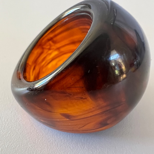 70’s Vintage Domed Faux Tortoise Shell Lucite Ring/Statement Ring/Summer Ring/US 5 Size Ring/UK J Size Ring/Marbled Lucite Ring/Chunky Ring