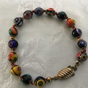 Vintage 60’s  Murano Glasses Bracelet. Woman’s Accessory. Woman’s Summer Bracelet. Italy Murano Glass. M Size Murano Bracelet. Her Gift