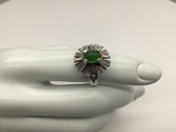Vintage 60’s /65’s  Genuine Jade Ring/Silver Ring… - image 1