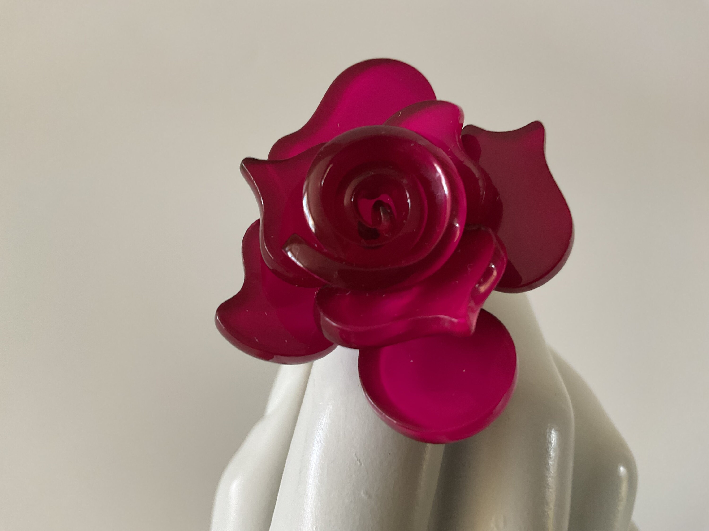 Versace Red Oversized Floral Flower Rose Resin Ring Size 15 For