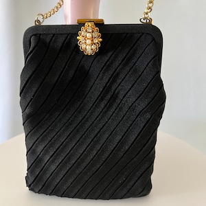 50’s England Evening Clutch Bag/Black Plated Fabric Evening Bag/Dance Bag/Formal Small Evening Handbag/Dinner Bag/Night Events Bag/Her Gift