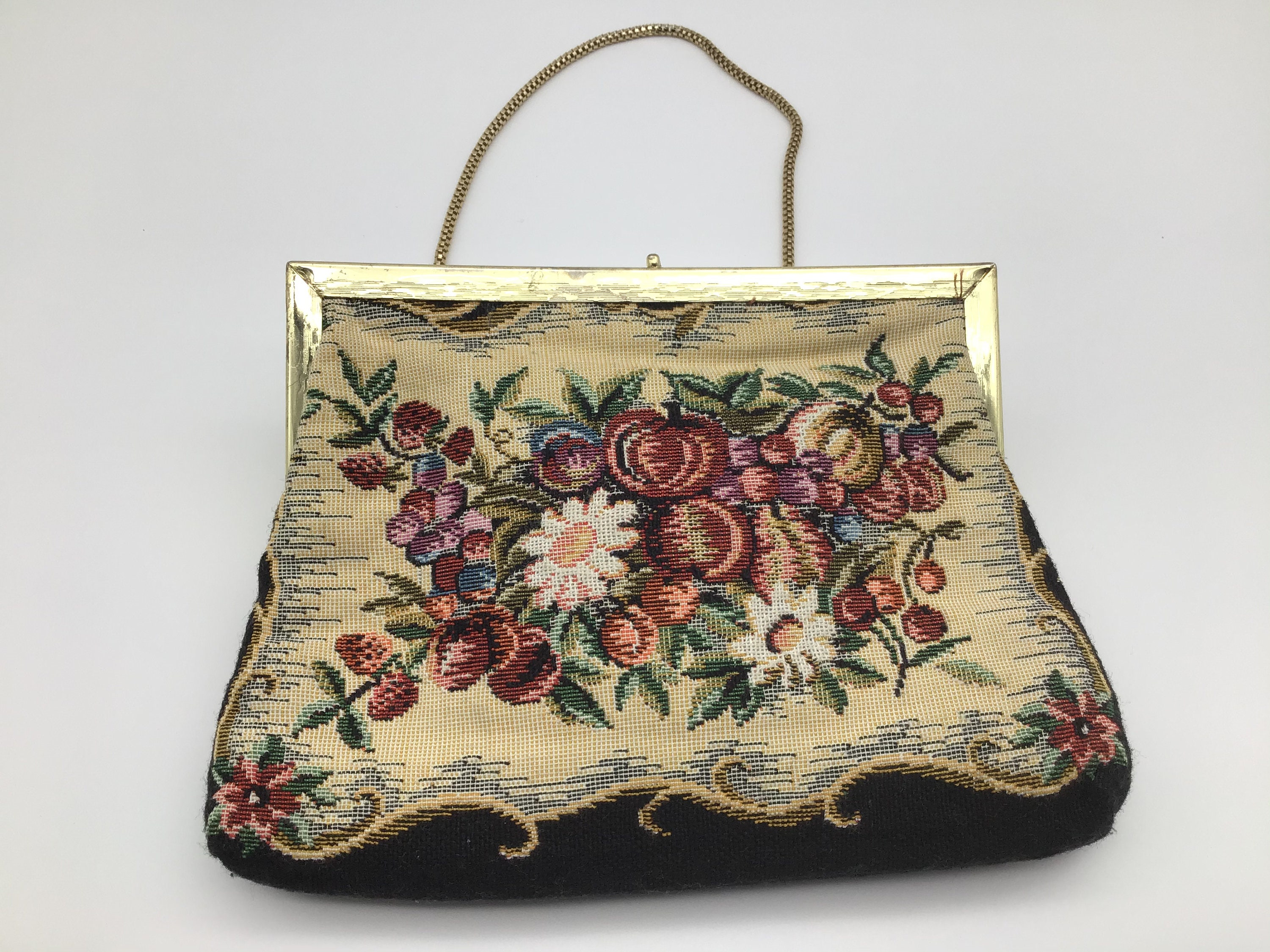 Vintage 50s Tapestry Purse. Vintage Purse. Small Tapestry Etsy