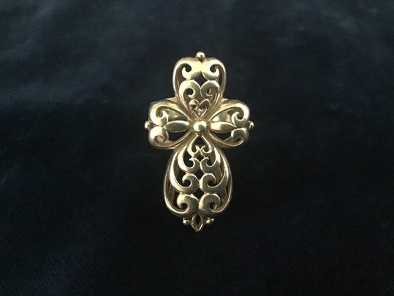 Vintage70’s. Christian Cross Silver Ring. Lace Cro