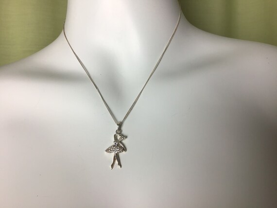 Vintage 90’s Ballerina Dancing Necklace. Sterling… - image 3