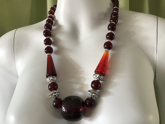 Vintage 50’s Amber Gipsy Necklace. Hippie Accessor