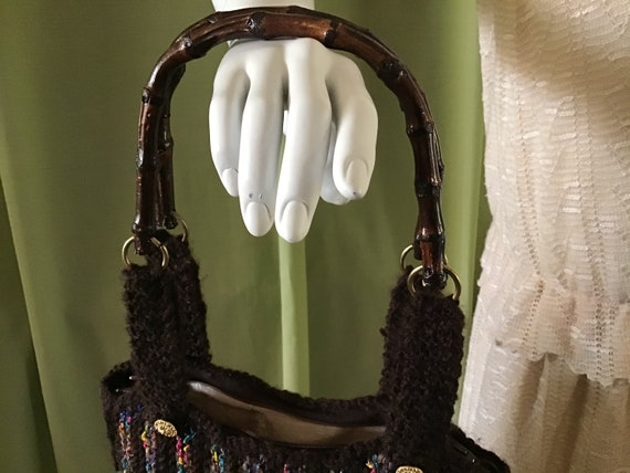 Vintage 80’s Crochet Handbag. Wool & Mohair Handb… - image 2