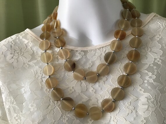 Vintage 40’s Bakelite Long Necklace.Beige Bakelite