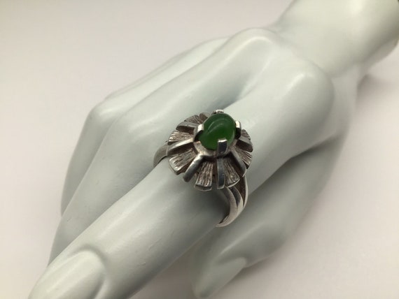 Vintage 60’s /65’s  Genuine Jade Ring/Silver Ring… - image 3