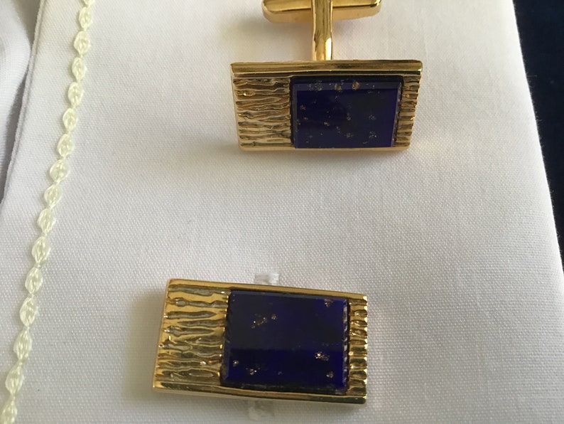 Genuine Lapis Lazuli Cufflinks.Vintage GES.GESCH Cufflinks Imit.Jewellry.Germany Made Lapis Lazuli Cufflinks