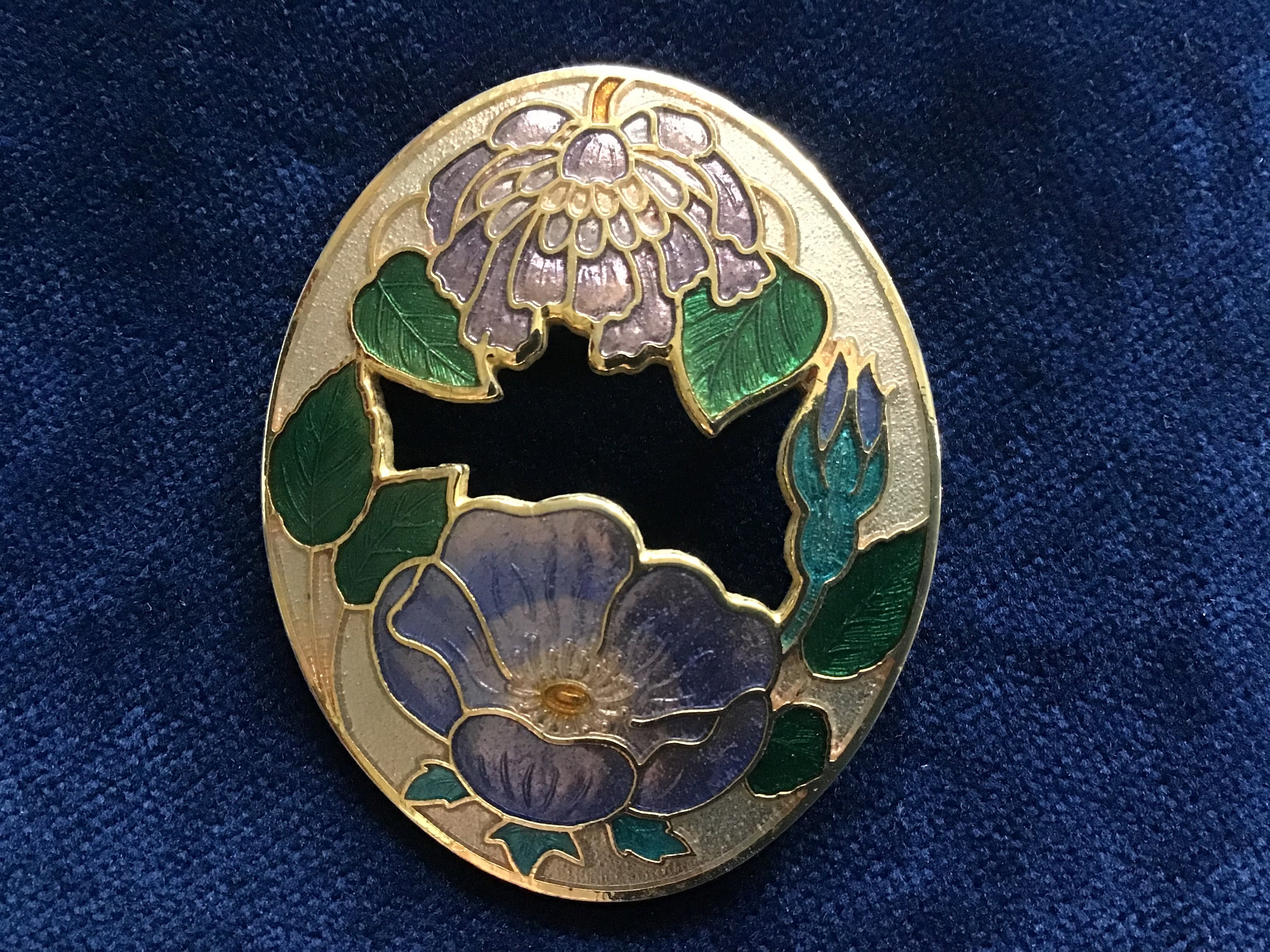Vintage Sarah Coventry Blue Enamel Flower Large Brooch - Statement Brooch