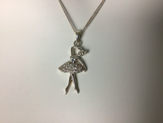 Vintage 90’s Ballerina Dancing Necklace. Sterling… - image 2