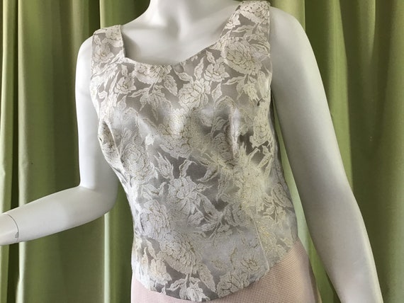 Vintage 60’s Lurex Top.Germany Bustier. Powder Lu… - image 1