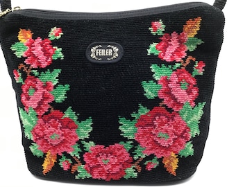 Vintage 60’s Velvet Purse. Roses Tapestry Velvet Handbag. FEILER Germany Velvet Tapestry. Woman’s Accessory. Cocktail Purse. Her Anniversary