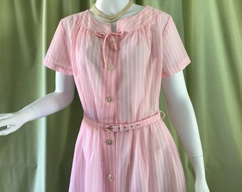 Vintage 70s Pink Striped Dress /Styled by Debra Lee