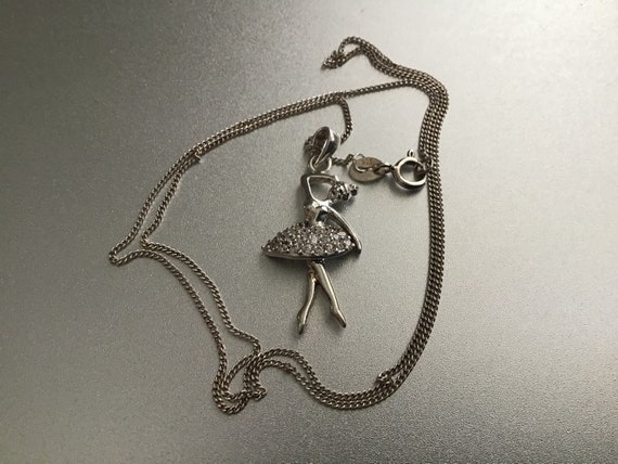 Vintage 90’s Ballerina Dancing Necklace. Sterling… - image 7