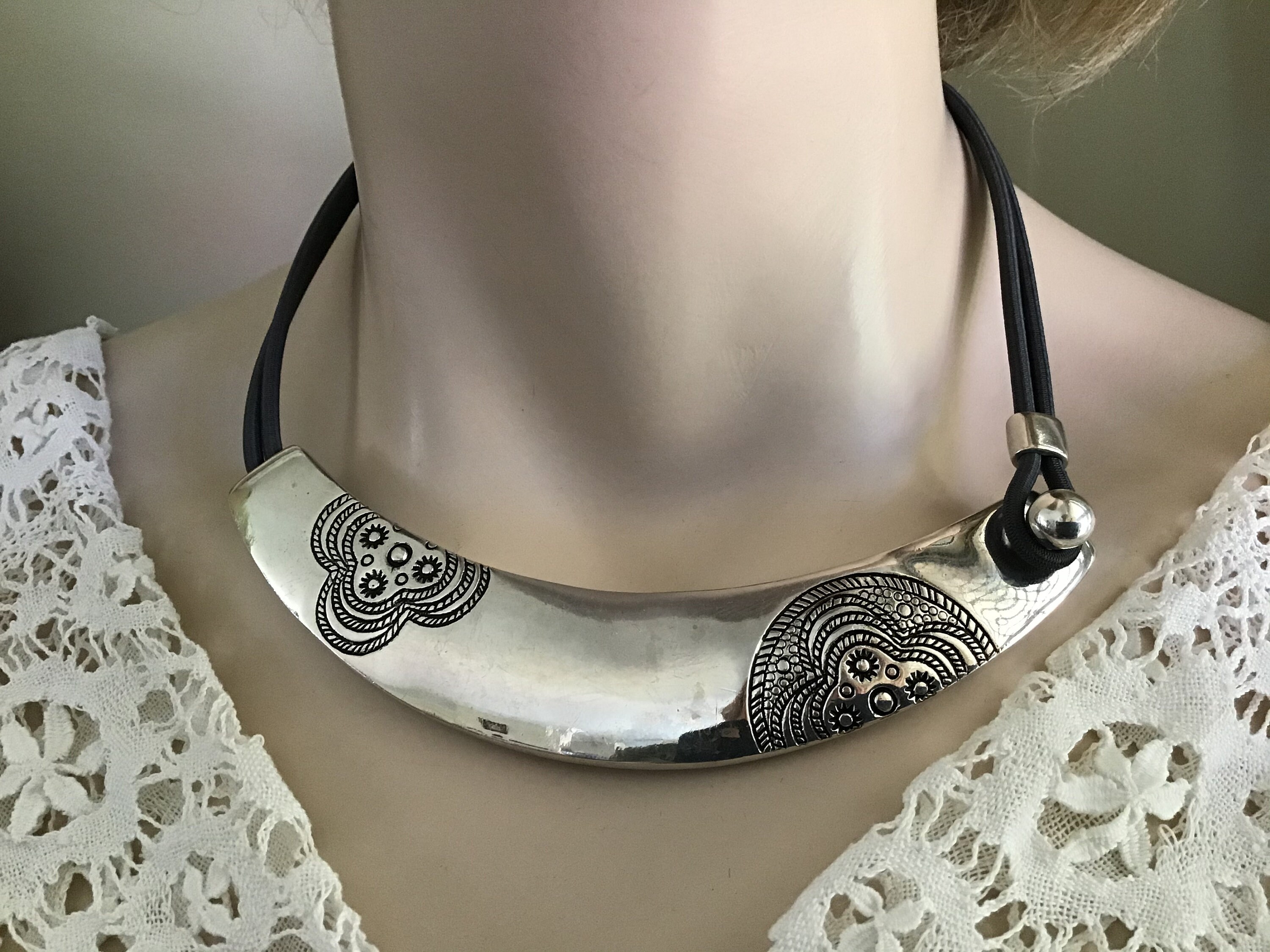 80s Pewter Necklace - Etsy