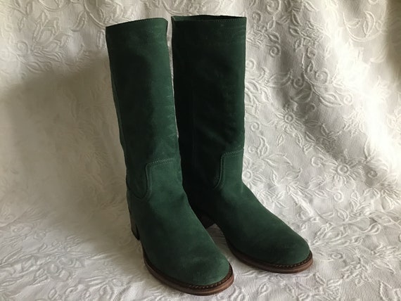 Vintage Suede Leather Boots. Autumn and Spring Gre