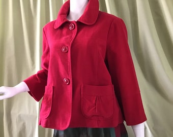 Red Wool Blend Blazer - Vintage Chic 1980s Tailored Jacket Red Wool Blend Blazer - Vintage Chic 1980s Tailored Jacket