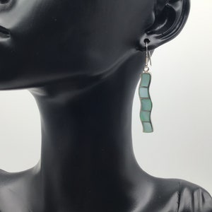 Vintage 70er/75er Sterling Silber Ohrringe/ Baumeln Ohrringe/ Pulver Grün Perlmutt Steinen/täglich Schmuck/Frauen Silber Ohrringe/Ihr Geschenk