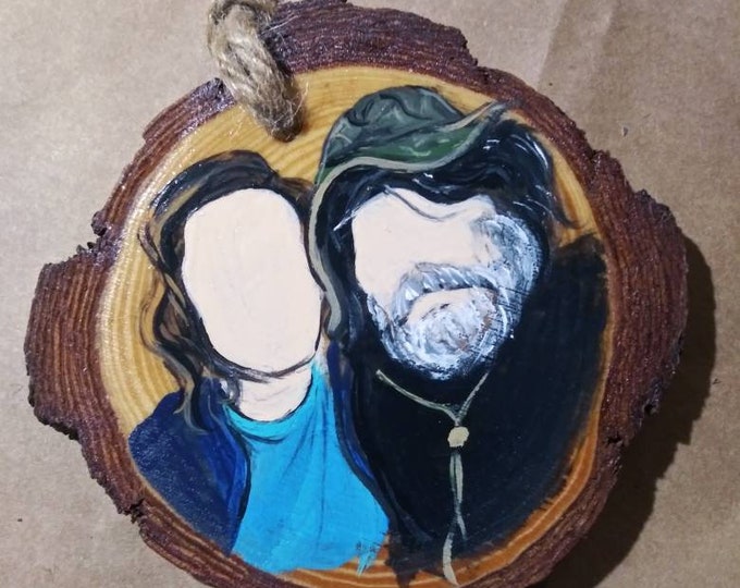 Memory ornament, no face detail, just the pose, clothing, hair detail added. The memory date can be painted on the other side