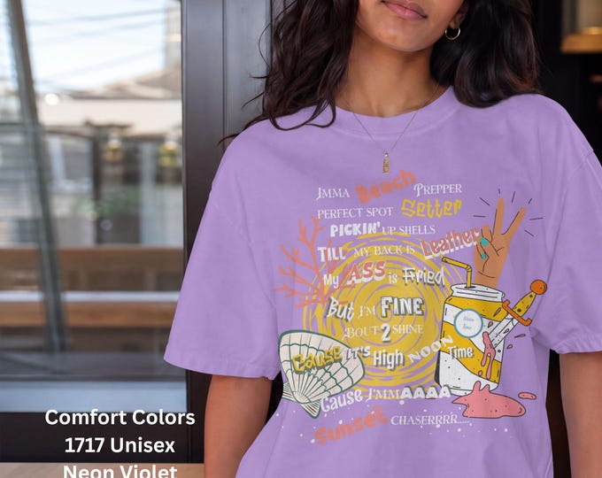 Black Creek Ink & More  Front "Sunset Chaserrr" Beach T shirt on Comfort Colors®