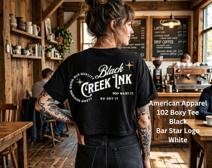 Bar Star Logo Graphic: Black Creek Ink and More American Apparel 102 AM T shirt