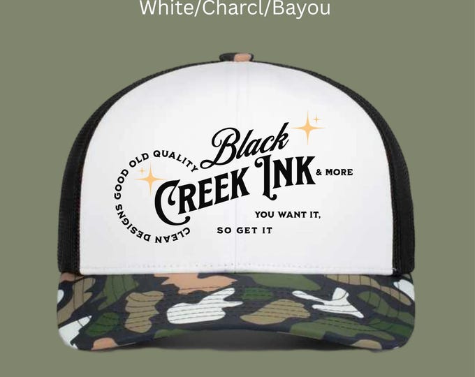 Duck Camo SnapBack Cap: Black Creek Ink And More Logo