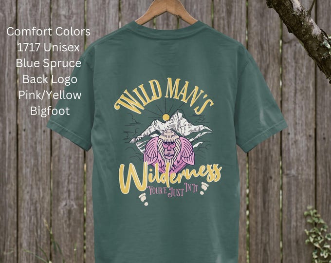 Wild Man's Wilderness Bigfoot Tees Front and Back Logo on Comfort Colors® 1717 Unisex T shirts