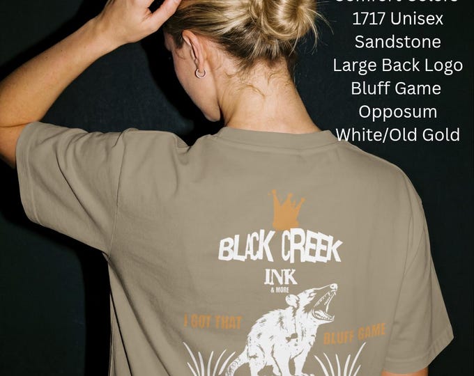 Opossum Bluff Game/ Trash Talkin' Graphic Front & Back T-Shirt on 1717 Comfort Colors