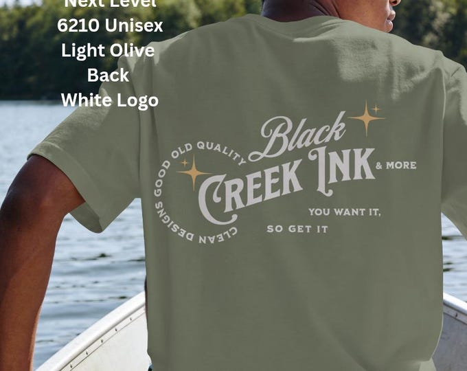 Black Creek Ink & More Front and Back Logo on Next Level®6210 Unisex