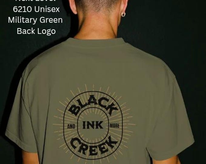 Black Creek Ink and More– Graphic Tee: Front & Back Logo Unisex Next Level 6210 Shirt