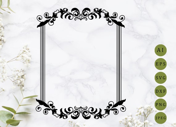 Download Vintage Frame Svg Laser Cut Retro Frame Svg Leaves Border Etsy