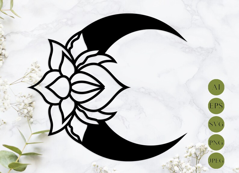 Download Floral moon svg laser cut Crescent moon svg Zentangle svg ...