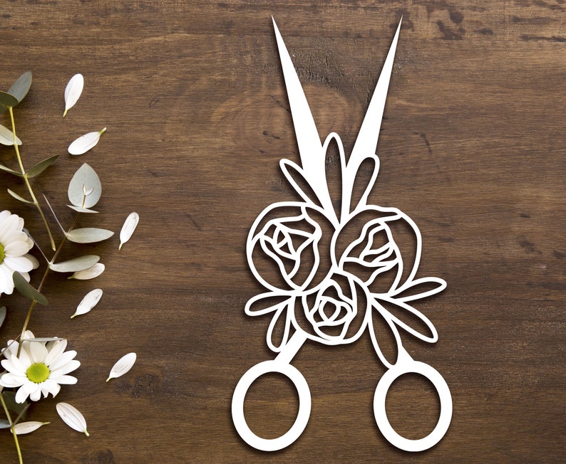 Floral scissors svg laser cut Rose scissors svg Sewing svg Etsy