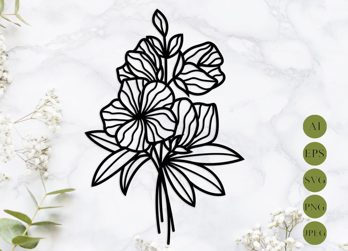 Download Poppy flower bouquet svg laser cut Wild flower svg Floral ...