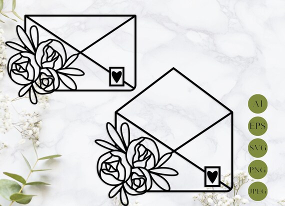 Download Floral Envelope Clipart Svg Laser Cut Love Letter Clipart Etsy