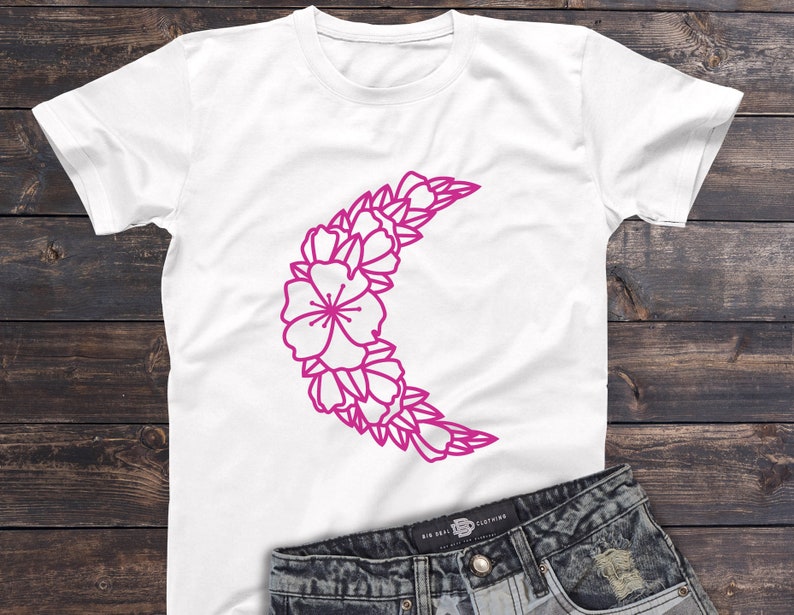Download Floral moon svg laser cut file Crescent moon svg Moon | Etsy
