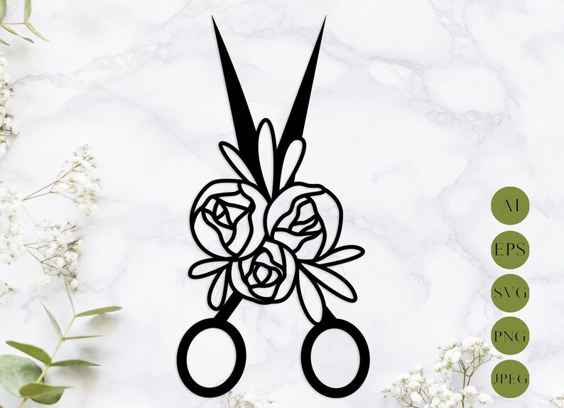 Floral scissors svg laser cut Rose scissors svg Sewing svg Etsy