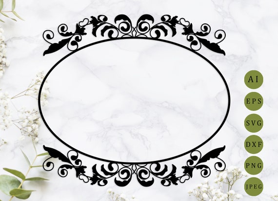 Download Vintage Border Svg Laser Cut Retro Circle Frame Svg Leaf Etsy