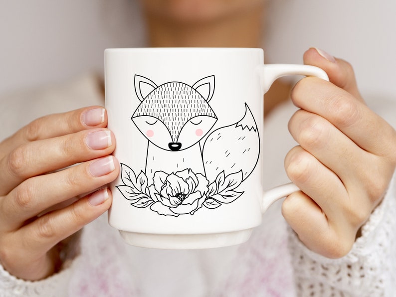 Download Fox and flowers svg Cute animal Floral clipart Baby onesie ...