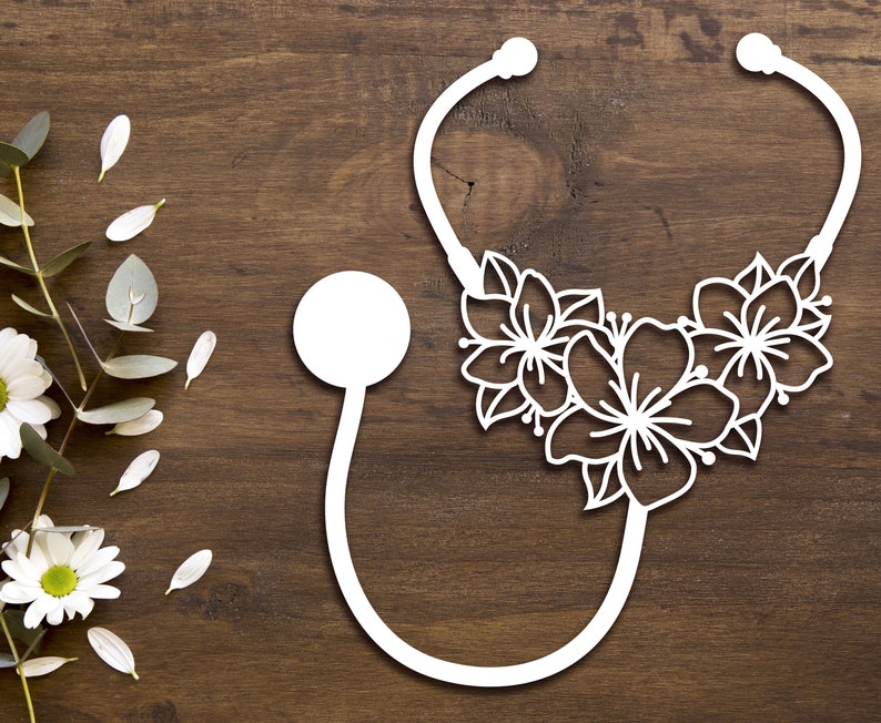 Floral stethoscope svg laser cut Nursing svg Medical svg | Etsy