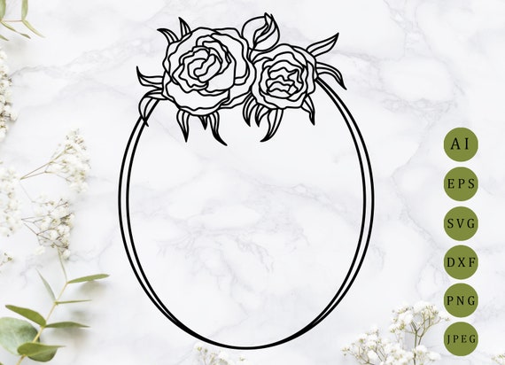 Download Flower border svg laser cut file Floral frame svg Peonies | Etsy