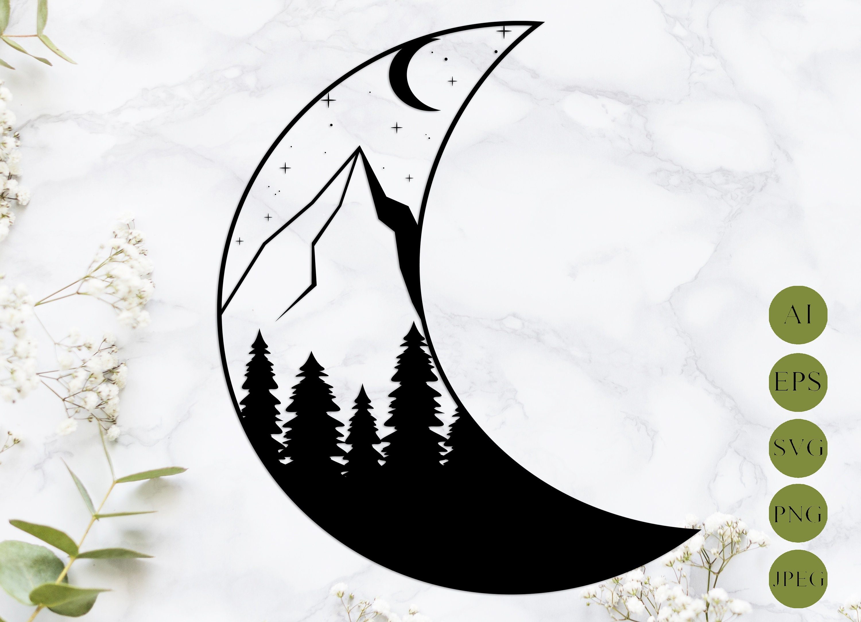 Free Free 196 Mountain Moon Svg SVG PNG EPS DXF File