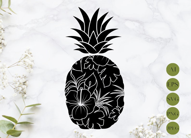 Download Pineapple svg laser cut Summer svg Tropical flower svg | Etsy