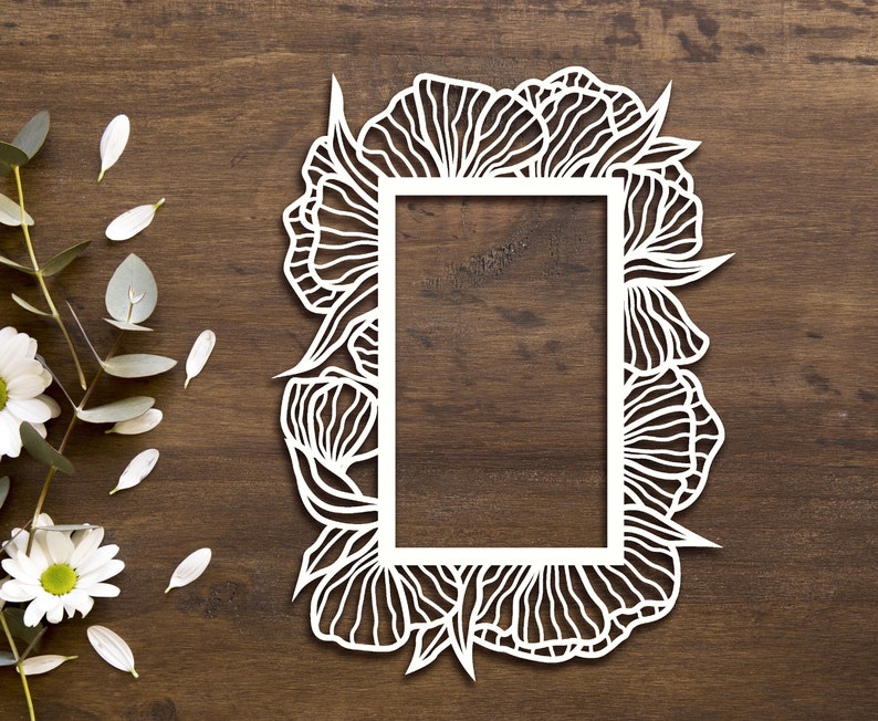 Download Flower border svg laser cut Rectangle frame svg floral | Etsy