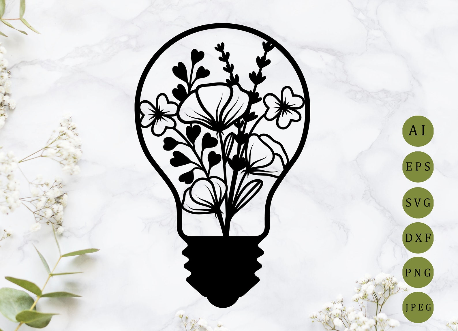 Download Floral lightbulb svg Wildflowers svg Flower bouquet svg | Etsy