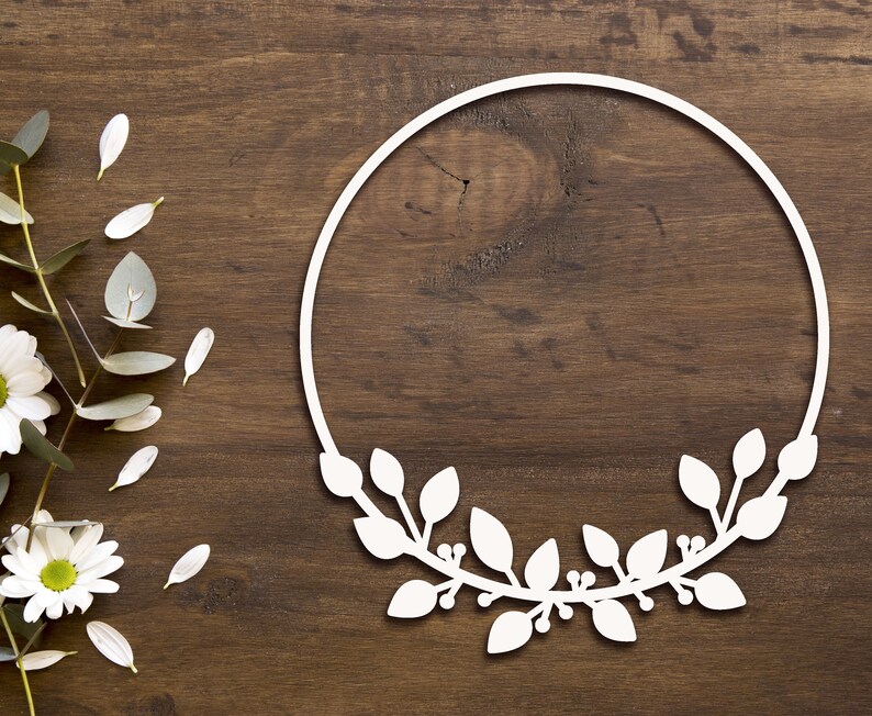 Download Leaves wreath svg Circle floral border Monogram wreath svg ...
