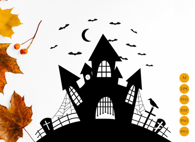 Download Haunted house svg Halloween svg Spooky graveyard svg Laser ...