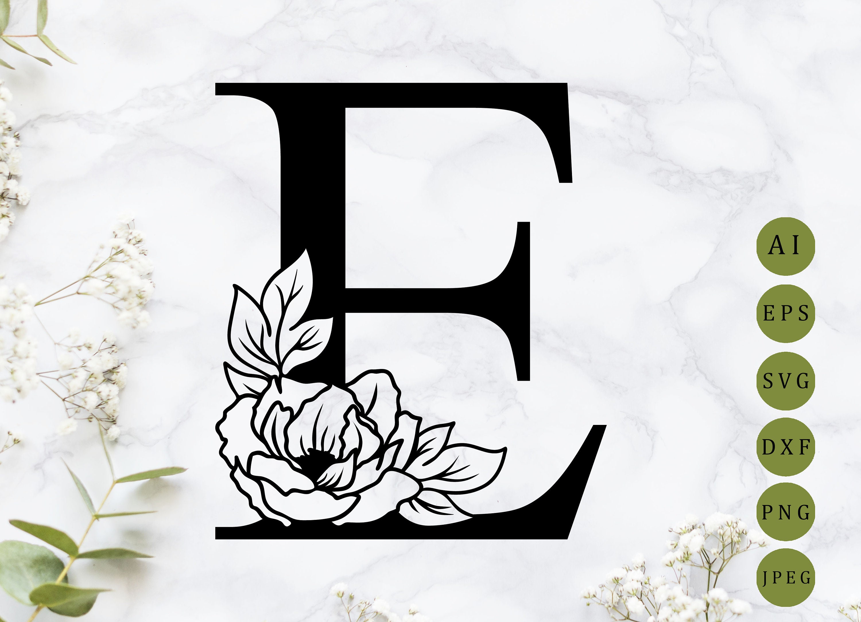 Free Free 335 Floral Letter E Svg SVG PNG EPS DXF File